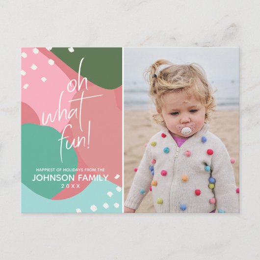Oh WhatおもしろいカラフルモダンChristmas写真 ポストカード (正面)