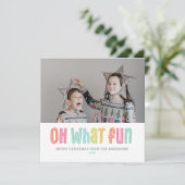 Oh Whatおもしろいカラフル独身のPhoto Squareクリスマス シーズンカード (スタンド正面)