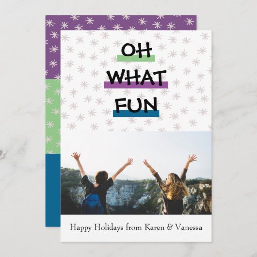 Oh Whatおもしろいカラーブロッククリスマスフォト シーズンカード (正面/裏面)