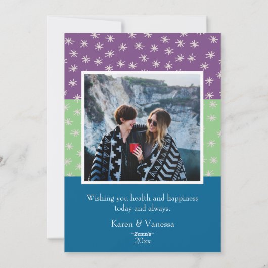 Oh Whatおもしろいカラーブロッククリスマスフォト シーズンカード (裏面)