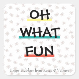 OH WHATおもしろいカラーブロックホリデーステッカー スクエアシール