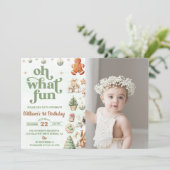 Oh Whatおもしろいクッキークリスマス誕生日写真 招待状 (スタンド正面)