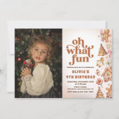 Oh Whatおもしろいクリスマスクッキー誕生日パーティーフォト 招待状 (正面)