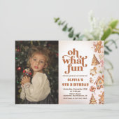 Oh Whatおもしろいクリスマスクッキー誕生日パーティーフォト 招待状 (スタンド正面)