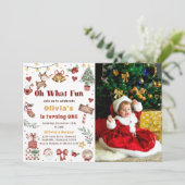 Oh Whatおもしろいクリスマスサンタ誕生日写真 招待状 (スタンド正面)