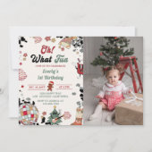 Oh Whatおもしろいクリスマスディスコボール誕生日写真 招待状 (正面)