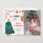Oh Whatおもしろいクリスマスバースデーパーティー写真 招待状 (正面)