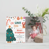 Oh Whatおもしろいクリスマスバースデーパーティー写真 招待状 (スタンド正面)