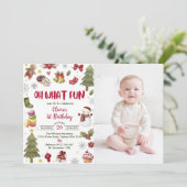 Oh Whatおもしろいクリスマスバースデーパーティー写真 招待状 (スタンド正面)