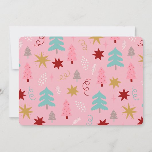 Oh Whatおもしろいクリスマスピンク1stバースデーフォト 招待状 (裏面)