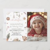 Oh Whatおもしろいクリスマスファースト誕生日写真 招待状 (正面)