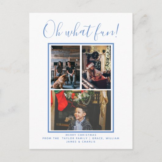 Oh Whatおもしろいクリスマスホリデー写真パーソナライズされた ポストカード (正面)