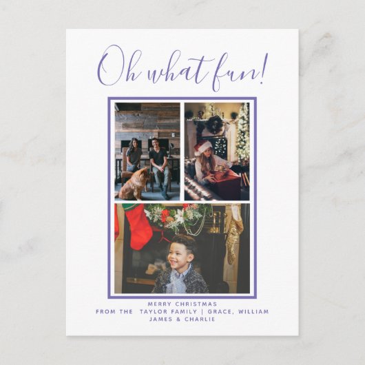 Oh Whatおもしろいクリスマスホリデー写真パーソナライズされた ポストカード (正面)