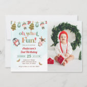 Oh Whatおもしろいクリスマス冬2nd誕生日の写真 招待状 (正面)