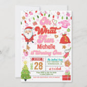 Oh Whatおもしろいクリスマス1日の誕生日（女の子） 招待状 (正面)