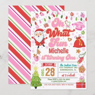 Oh Whatおもしろいクリスマス1日の誕生日(女の子) 招待状