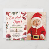 Oh Whatおもしろいクリスマス2nd誕生日パーティー写真 招待状 (正面)