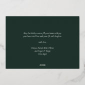 Oh Whatおもしろいグリーン金ゴールド書道スノーフレーク写真 箔シーズンカード (裏面)