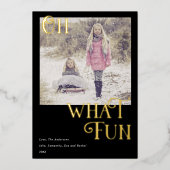 Oh Whatおもしろいゴールドフォイルブラッククリスマスフォト 箔シーズンカード (正面)