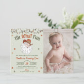 Oh Whatおもしろいサンタ誕生日写真 招待状 (スタンド正面)