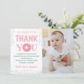 Oh Whatおもしろいスイートドーナツ誕生日パーティー写真 サンキューカード (スタンド正面)