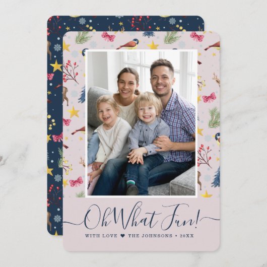 Oh Whatおもしろいスクリプトパターン写真 シーズンカード (正面/裏面)