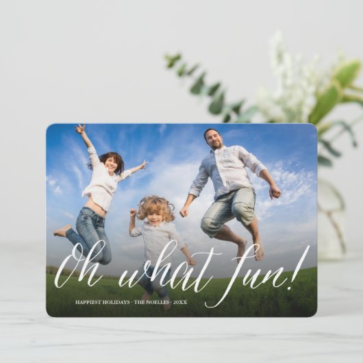 Oh Whatおもしろいスシンプルクリプトモダンミニマル写真 シーズンカード (スタンド正面)