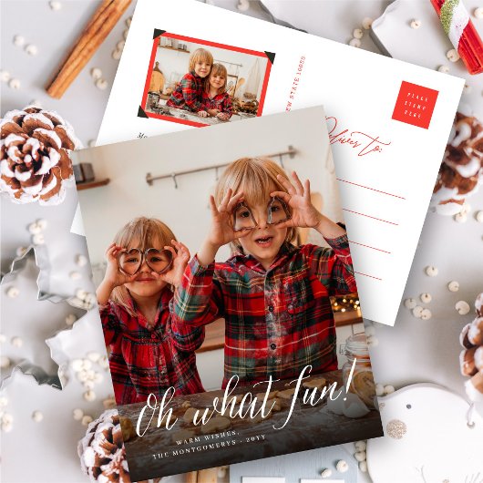 Oh Whatおもしろいスシンプルクリプトモダンミニマル写真 シーズンポストカード