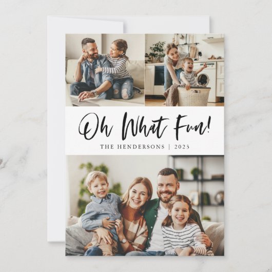 Oh Whatおもしろいタイポグラフィスクリプトクリスマスフォト シーズンカード (正面)