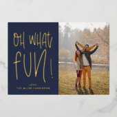 Oh Whatおもしろいタイポグラフィック海軍フォトフォイルホリデー 箔シーズンカード (正面)