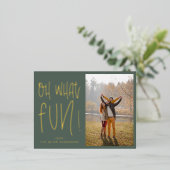 Oh WhatおもしろいタイポグラフィSageグリーンフォト 箔シーズンポストカード (立ち正面)