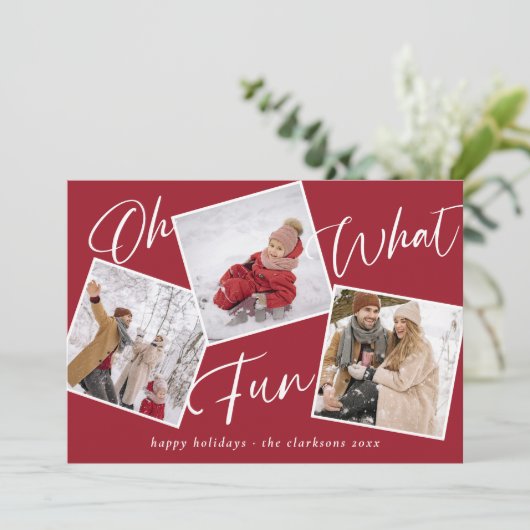 Oh Whatおもしろいハッピーホリデーズキャンディーケーン写真 シーズンカード (スタンド正面)
