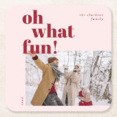 Oh Whatおもしろいハッピーホリデーズキャンディーケーン写真 スクエアペーパーコースター (正面)