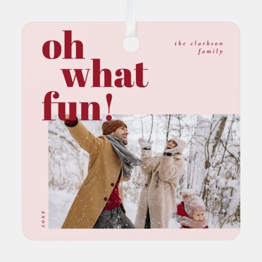 Oh Whatおもしろいハッピーホリデーズキャンディーケーン写真 メタルオーナメント (正面)