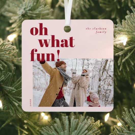 Oh Whatおもしろいハッピーホリデーズキャンディーケーン写真 メタルオーナメント (インサイチュ)