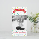 Oh Whatおもしろいバナカラフル紙吹雪ドット写真 シーズンカード (スタンド正面)