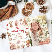 Oh Whatおもしろいピンククリスマスクッキー写真招待状 招待状