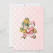 Oh Whatおもしろいピンクレトロサンタをテーマにした女の子誕生日 招待状 (裏面)