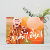 Oh Whatおもしろいフォトカード素晴らしの白いスクリプト シーズンカード (スタンド正面)