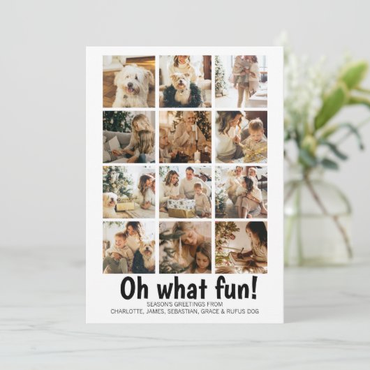 Oh Whatおもしろいフォトクリスマスホリデパーソナライズされたー シーズンカード (スタンド正面)