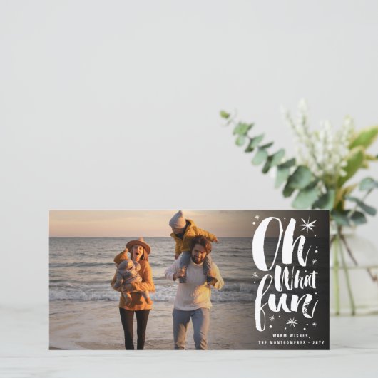 Oh Whatおもしろいブラシスクリプトきらめく星おもしろい写真 シーズンカード (スタンド正面)