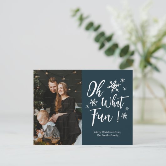 Oh Whatおもしろいブルー書雪片写真 シーズンポストカード (スタンド正面)