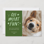 Oh Whatおもしろいペット写真クリスマスグリーン シーズンカード (正面)