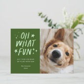 Oh Whatおもしろいペット写真クリスマスグリーン シーズンカード (スタンド正面)