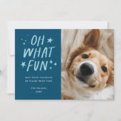 Oh Whatおもしろいペット写真クリスマスブルー シーズンカード (正面)