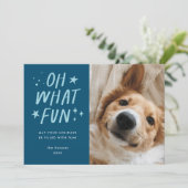 Oh Whatおもしろいペット写真クリスマスブルー シーズンカード (スタンド正面)