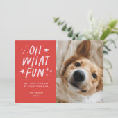 Oh Whatおもしろいペット写真クリスマスレッド シーズンカード (スタンド正面)