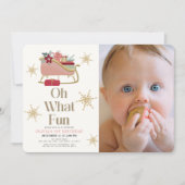 Oh Whatおもしろいホリデーピンクスイー写真1st誕生日 招待状 (正面)