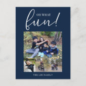 Oh Whatおもしろいホリデーフォトブルーモダンクリスマス シーズンポストカード (正面)