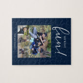 Oh Whatおもしろいホリデーフォトブルーモダンクリスマス ジグソーパズル (横)